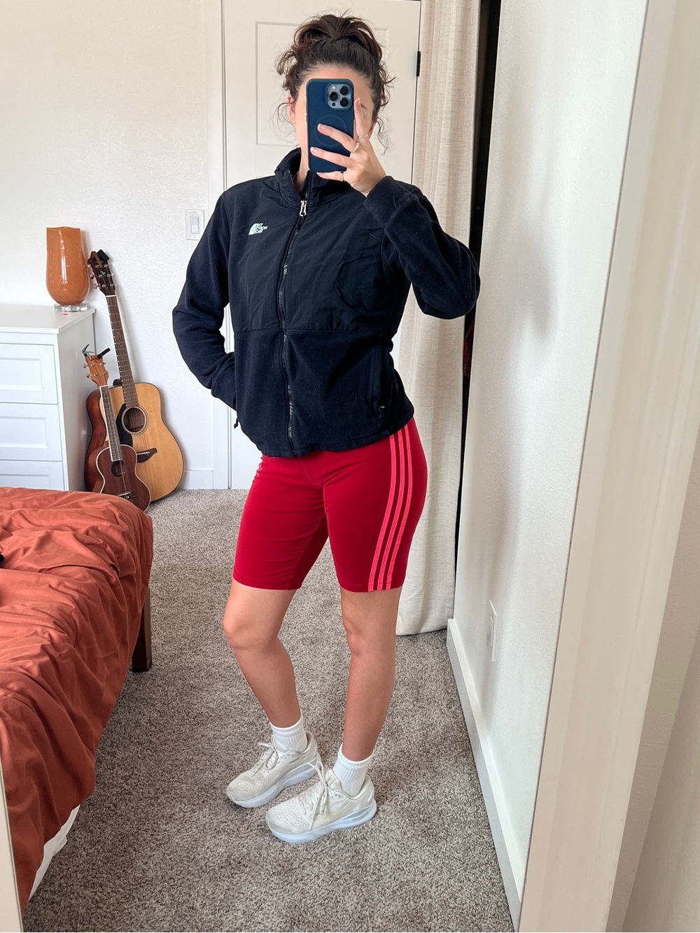 Vintage adidas Red Bike Shorts with Pink Side Stripes - Picture 2 of 10